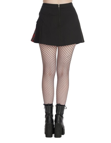 Falda Asimétrica de Tartán Rojo Tavish - Banned