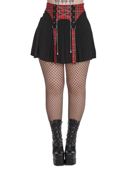 Isadora Pleated Skirt in Black x Red - Banned