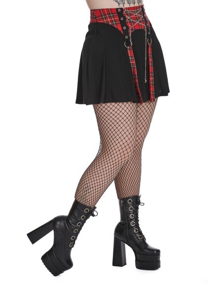 Isadora Pleated Skirt in Black x Red - Banned