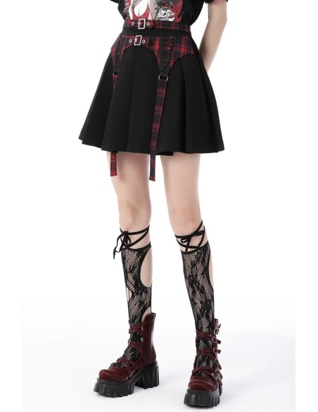 Sweet Punk Skirt in Black x Red - Dark in Love