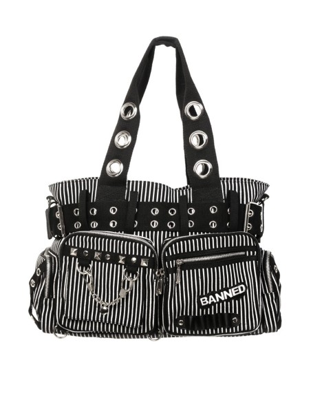 Bolso Sweet Revenge a Rayas Negro x Blanco - Banned