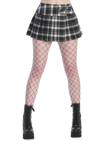 Darkdoll Tartan Skirt in Black x White - Banned
