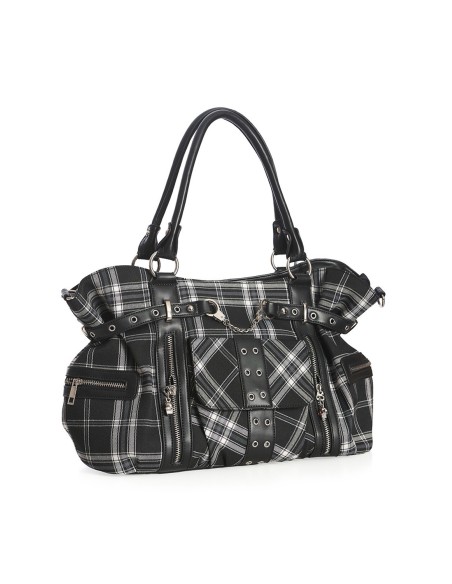 Rise Up Tartan Handbag in Black x White - Banned