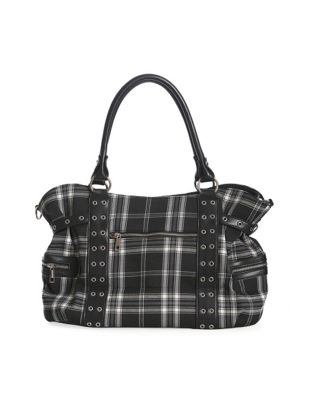 Rise Up Tartan Handbag in Black x White - Banned
