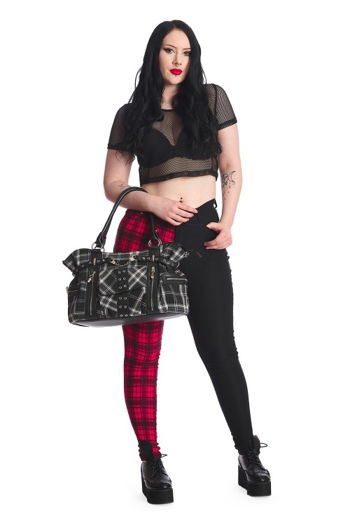 Rise Up Tartan Handbag in Black x White - Banned