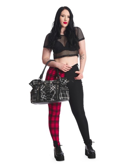 Rise Up Tartan Handbag in Black x White - Banned