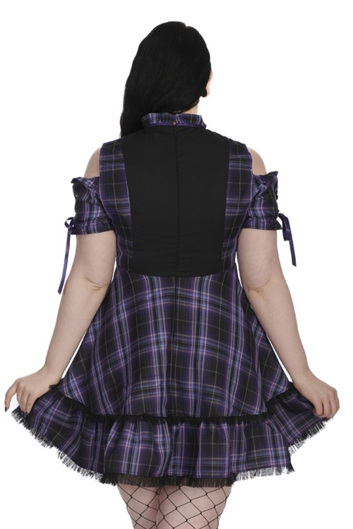 Vestido Dark Doll de Tartán Lila - Banned