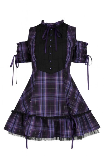 Vestido Dark Doll de Tartán Lila - Banned