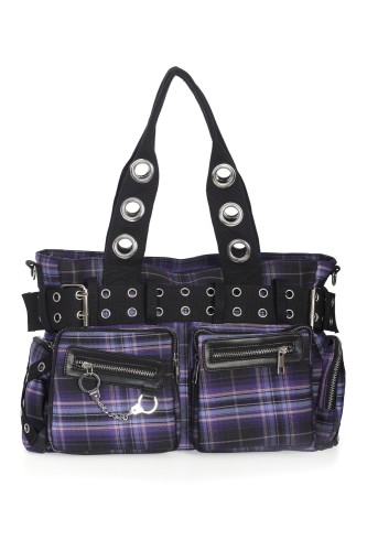 Camdyn Tartan Handbag in Purple - Banned