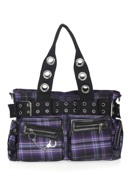 Camdyn Tartan Handbag in Purple - Banned