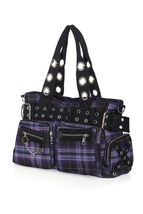 Camdyn Tartan Handbag in Purple - Banned