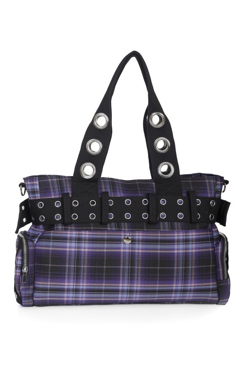 Camdyn Tartan Handbag in Purple - Banned