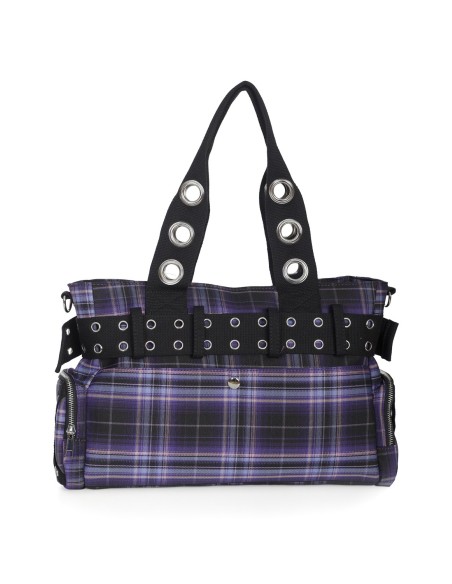 Camdyn Tartan Handbag in Purple - Banned