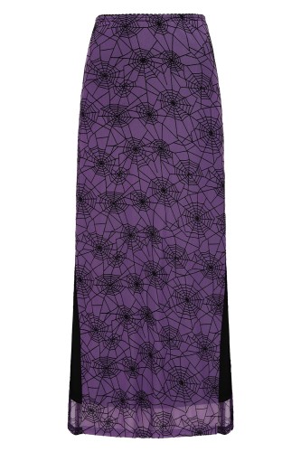 Seraphina Spiderweb Chiffon Skirt in Purple - Banned