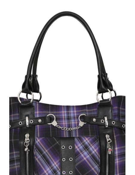 Rise Up Tartan Handbag in Purple - Banned