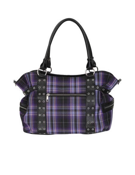 Rise Up Tartan Handbag in Purple - Banned