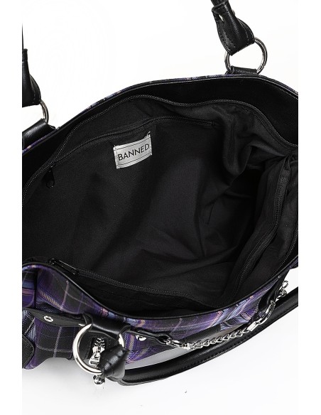 Rise Up Tartan Handbag in Purple - Banned