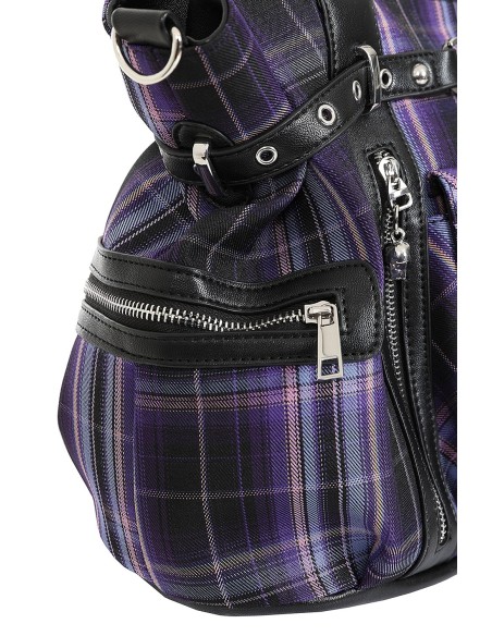 Rise Up Tartan Handbag in Purple - Banned
