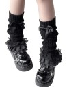 Calentadores de Punto Knit Lace- Negro