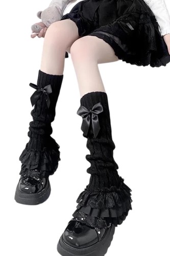 Calentadores de Punto Knit Lace- Negro 2