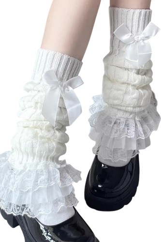 Calentadores de Punto Knit Lace- Beige