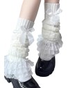 Knit Lace Leg Warmers - Beige