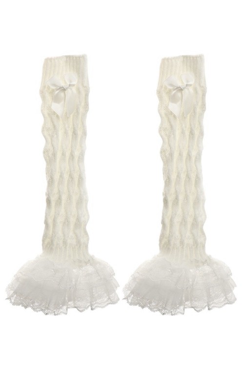 Calentadores de Punto Knit Lace- Beige