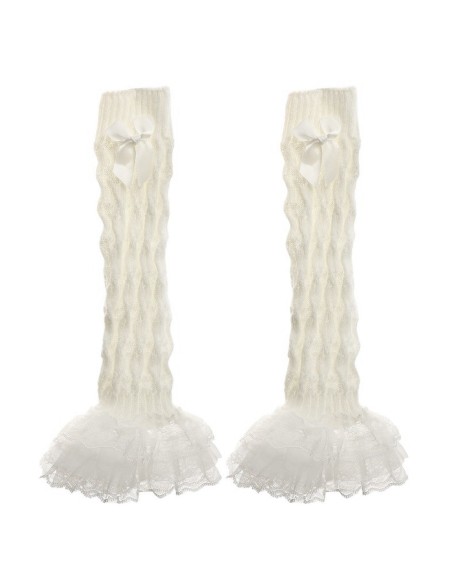 Calentadores de Punto Knit Lace- Beige