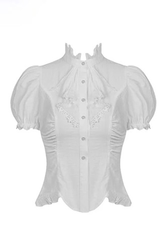 Lolita Gothic Ruffle Blouse in White - Dark in Love