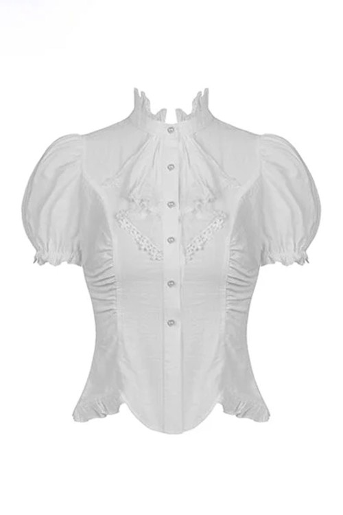 Blusa Lolita Gothic Ruffle en Blanco - Dark in Love