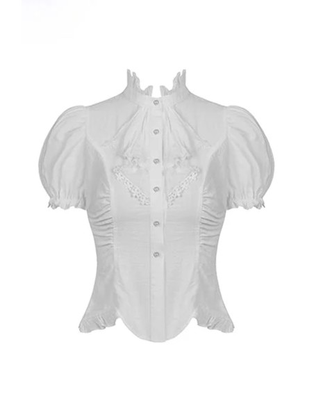 Lolita Gothic Ruffle Blouse in White - Dark in Love