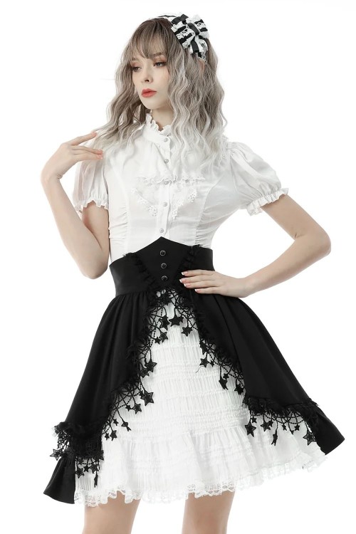 Lolita Gothic Ruffle Blouse in White - Dark in Love