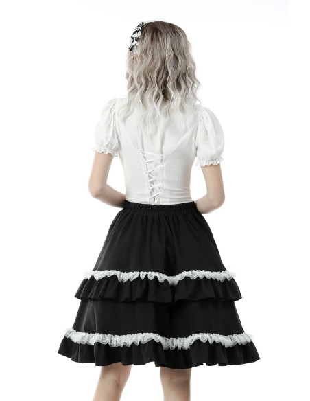 Blusa Lolita Gothic Ruffle en Blanco - Dark in Love