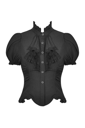 Blusa Lolita Gothic Ruffle en Negro - Dark in Love