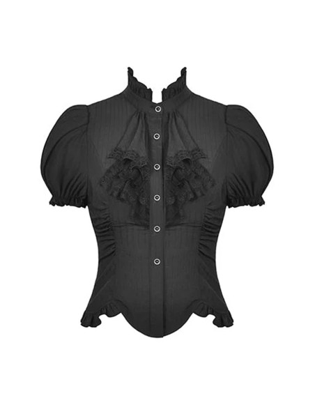 Lolita Gothic Ruffle Blouse in Black - Dark in Love