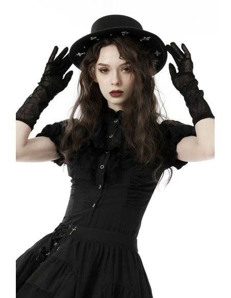 Lolita Gothic Ruffle Blouse in Black - Dark in Love