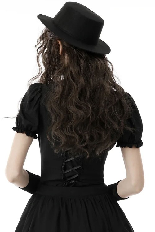 Lolita Gothic Ruffle Blouse in Black - Dark in Love