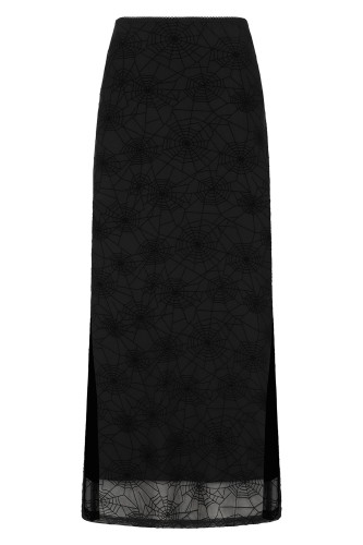 Seraphina Spiderweb Chiffon Skirt in Black - Banned