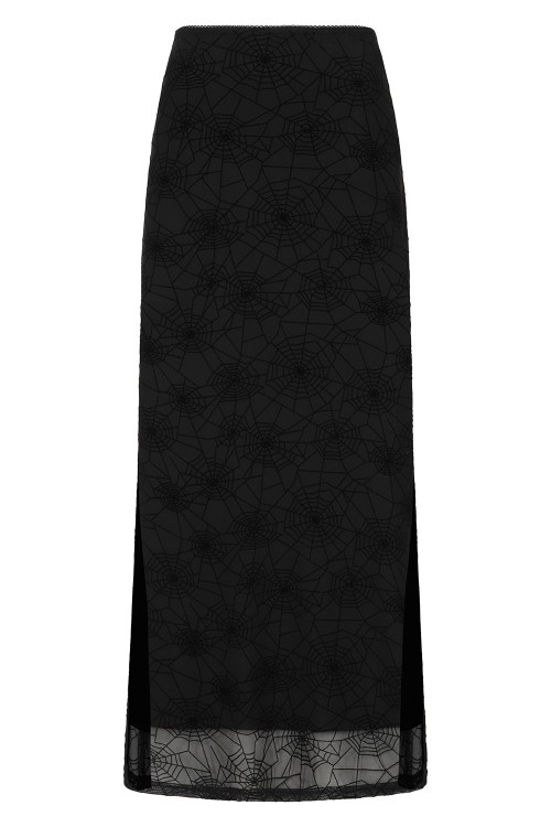 Seraphina Spiderweb Chiffon Skirt in Black - Banned