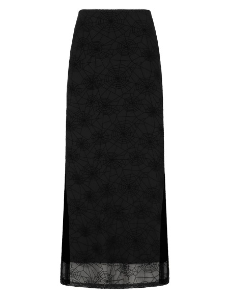 Seraphina Spiderweb Chiffon Skirt in Black - Banned