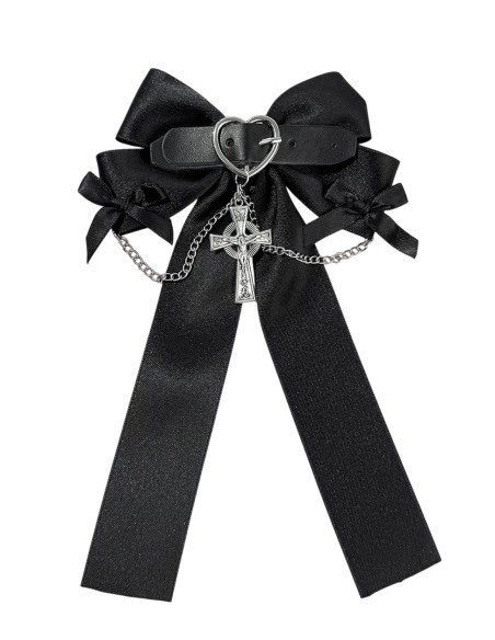 Lazo Para la Cabeza Bow Gothic Cross en Negro