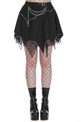 Asymmetrical Sable Skirt in Black x Lavender - Banned