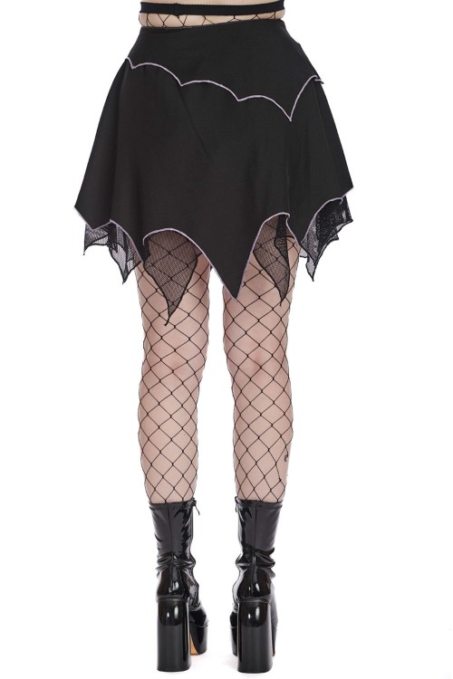 Asymmetrical Sable Skirt in Black x Lavender - Banned