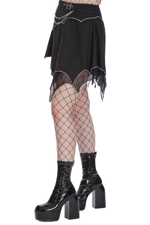 Falda Asimétrica Sable en Negro x Lavanda - Banned