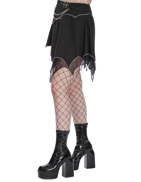 Asymmetrical Sable Skirt in Black x Lavender - Banned