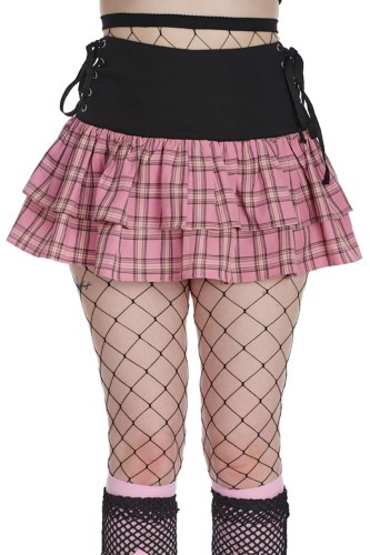 Kokoro Black x Pink Tartan Skirt - Banned