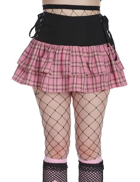 Falda de Tartán Kokoro Negro x Rosa - Banned