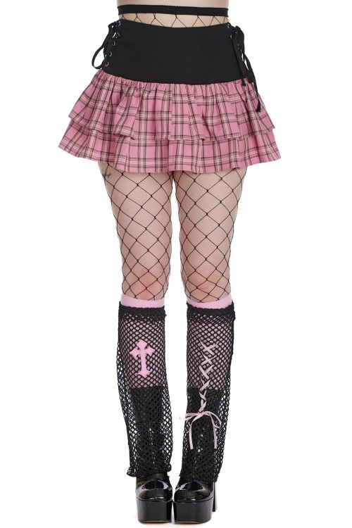 Falda de Tartán Kokoro Negro x Rosa - Banned