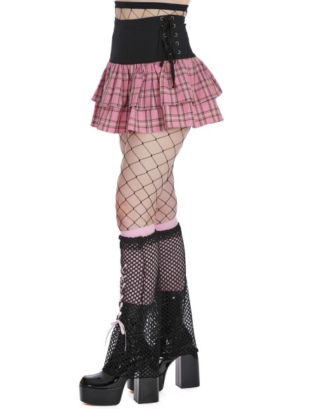 Kokoro Black x Pink Tartan Skirt - Banned
