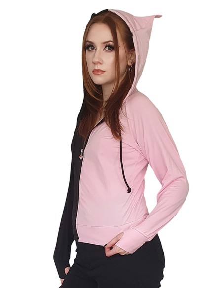 Half Yuri Top in Black x Pink - Banned